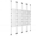 (12) 8-1/2'' Width x 11'' Height Clear Acrylic Frame & (8) Stainless Steel Satin Brushed Adjustable Angle Signature 1/8'' Cable Systems with (48) Single-Sided Panel Grippers